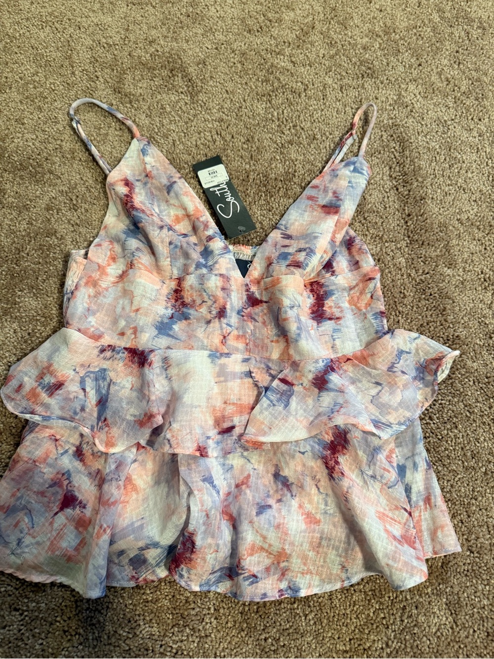 Soprano Pastel Watercolor Ruffle Camisole